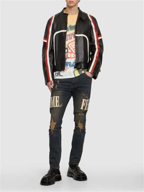 luisaviaroma dior homme jeans|Letterman distressed denim jeans .